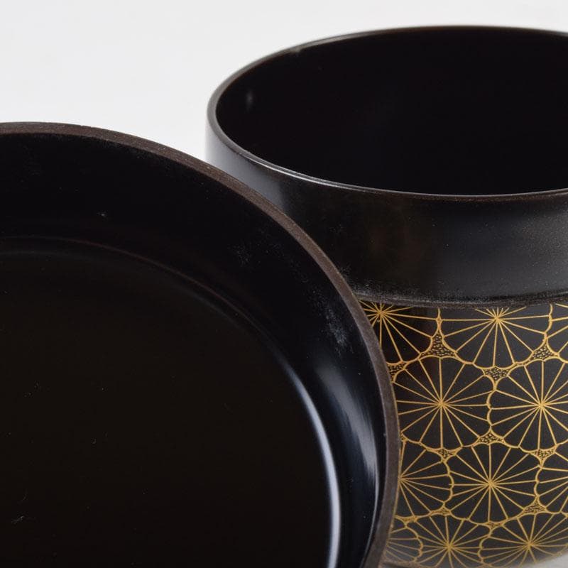 Gojyo　輪島塗　前志芸男作　沈金菊文様　棗　共布共箱　V　9152