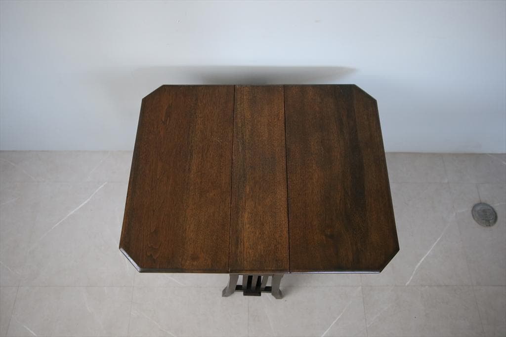 英国アンティーク木製ゲートレッグテーブル/ダイニング机/バタフライ(92-116