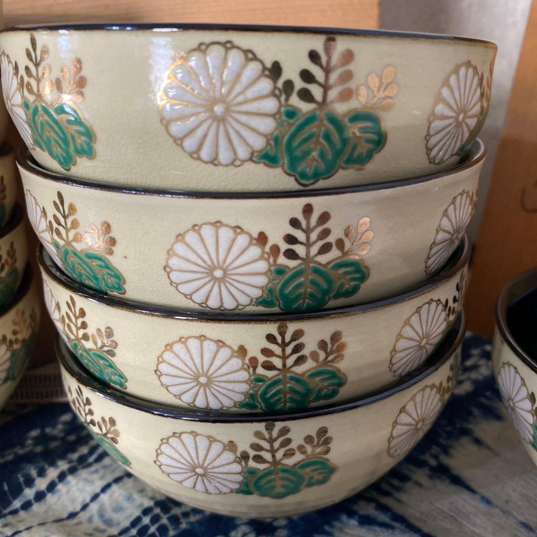 加藤昌山　天目型菊桐文　数茶碗　十客　茶道具