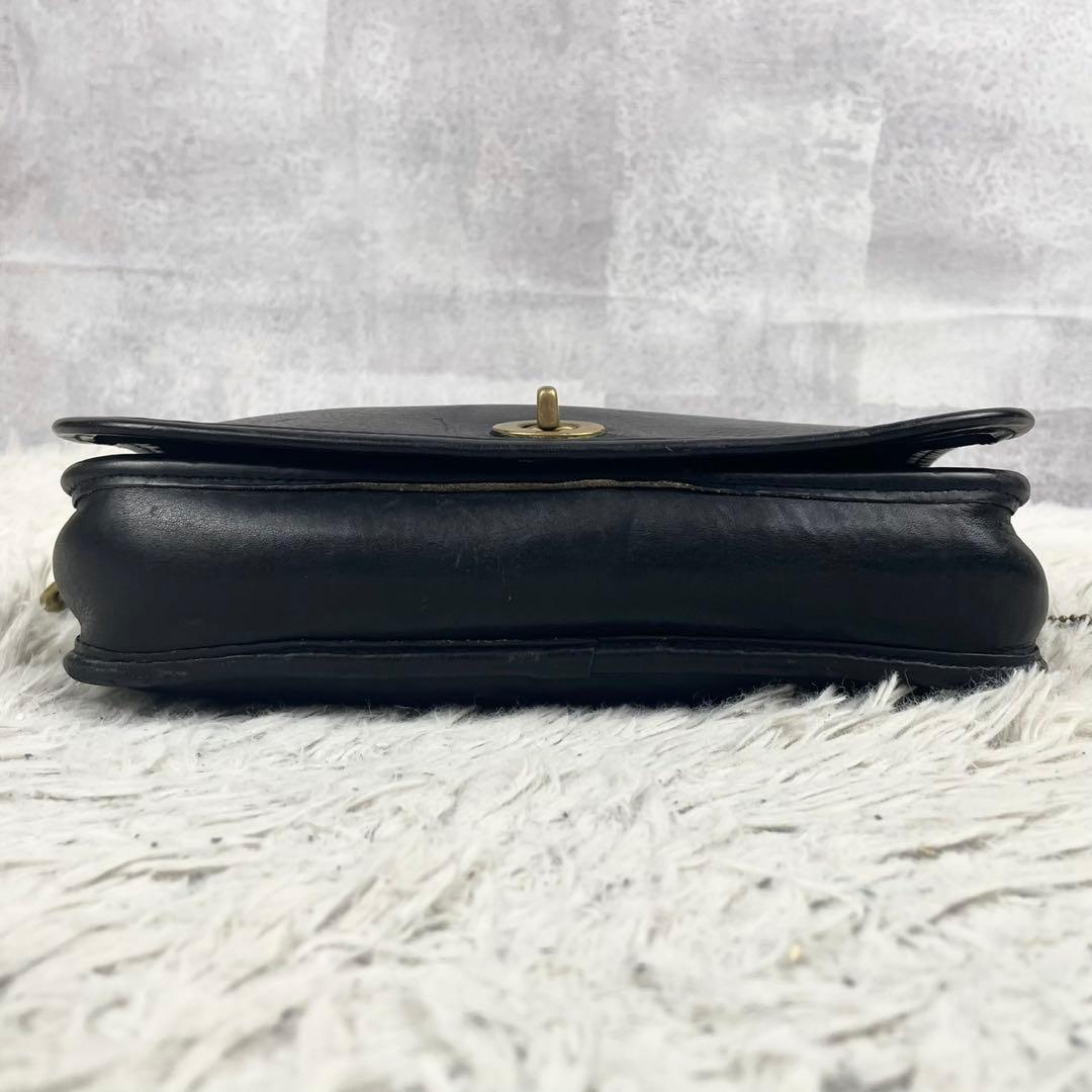 美品 オールドコーチ レザー ショルダーバッグ ターンロック フラップ 黒