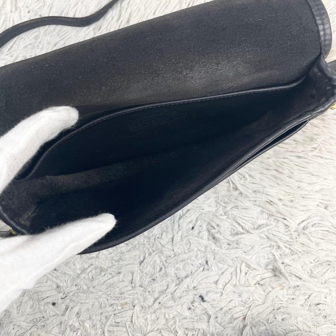 美品 オールドコーチ レザー ショルダーバッグ ターンロック フラップ 黒