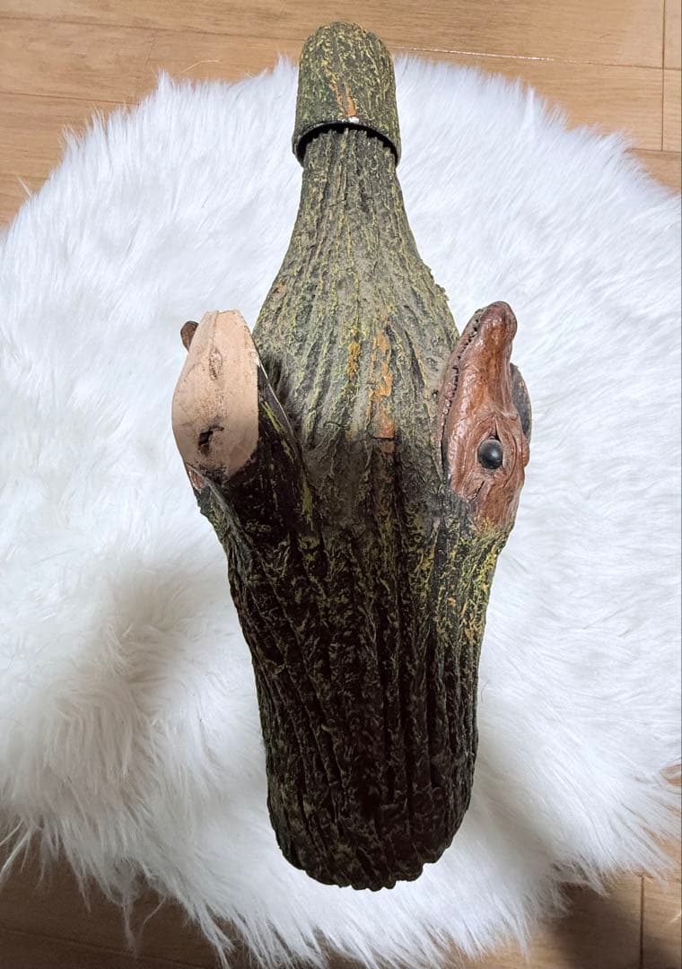 昭和レトロ 木彫り酒瓶 猪＆ワニ デザイン オブジェ