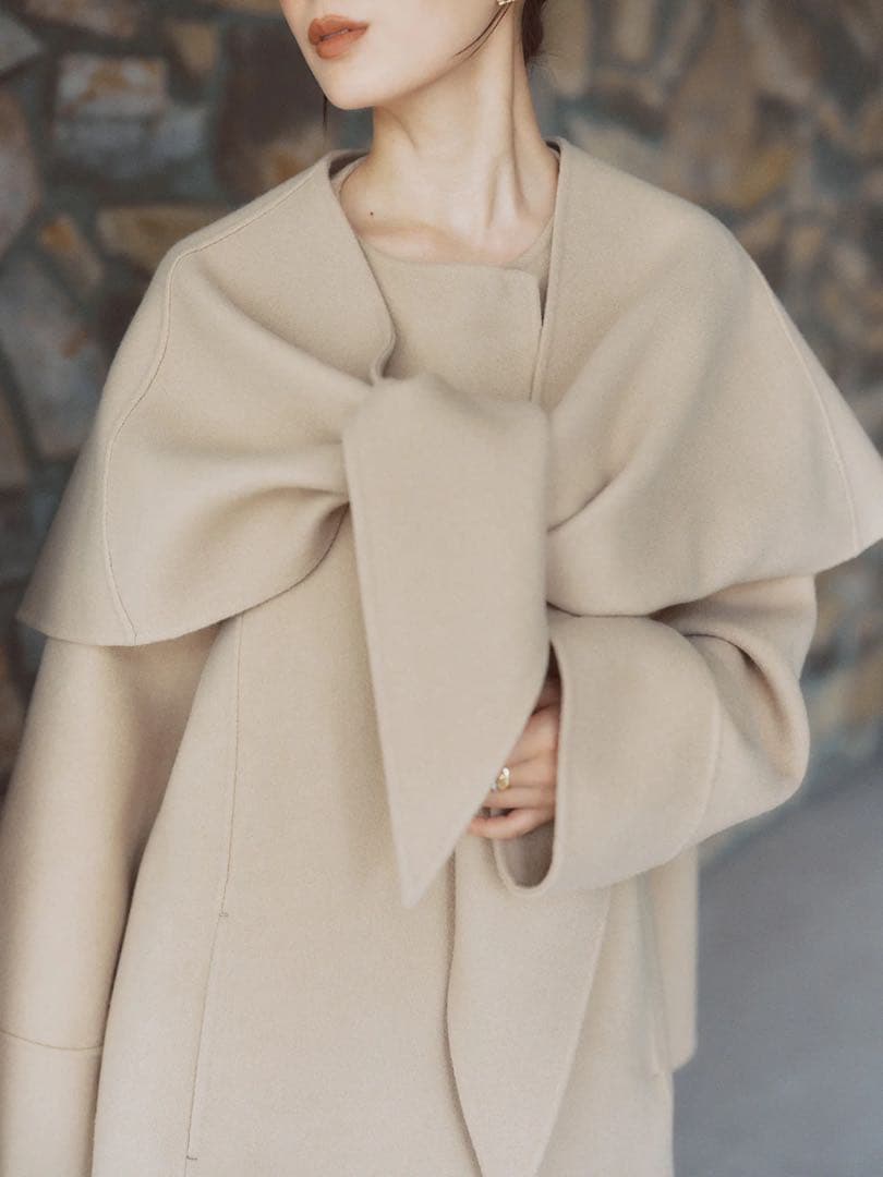 リバーウールミドルマフラーコート/anuans 新品タグ付き