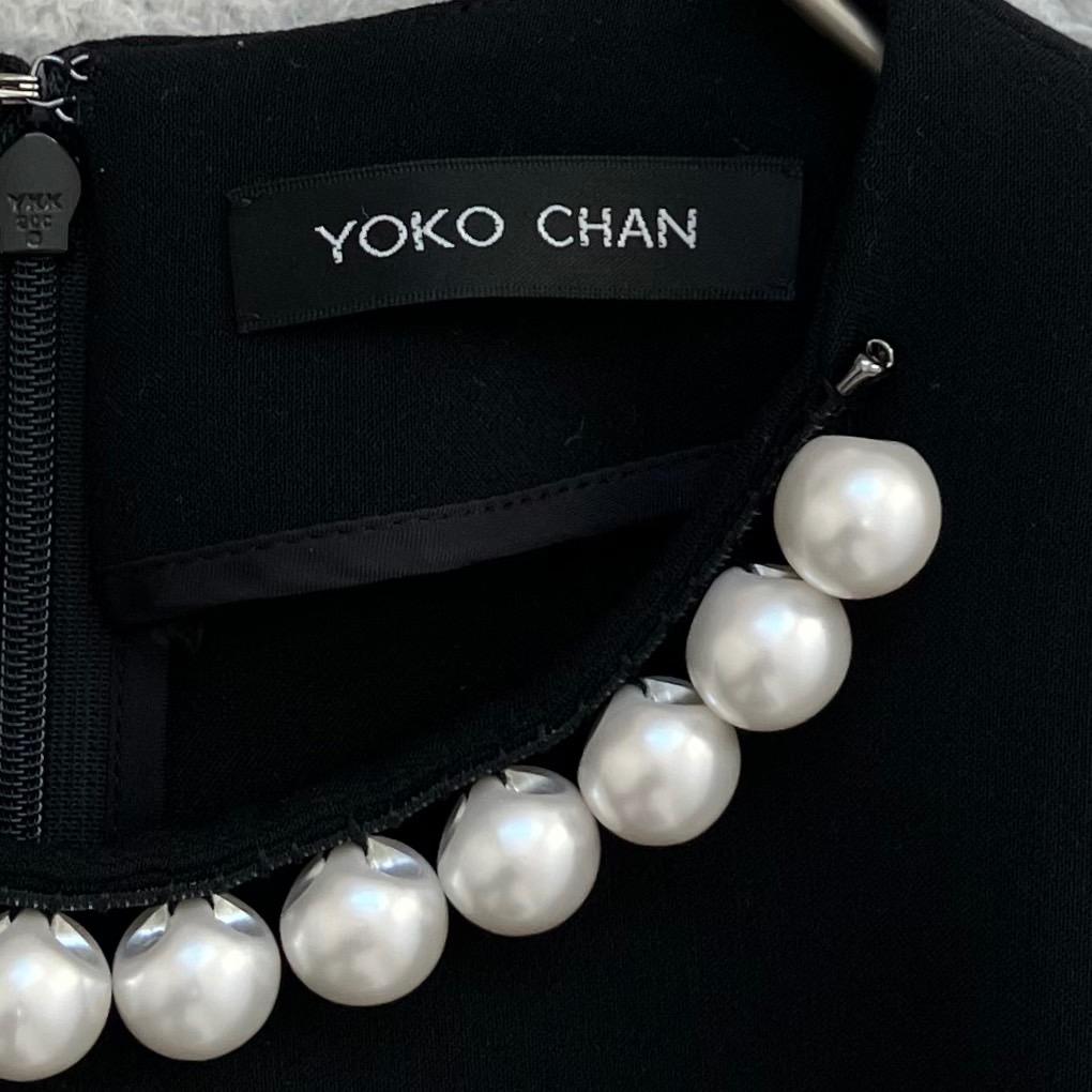 極美品✨ヨーコチャン パール ブラウス プルオーバー 伸縮性 ブラック 黒 36