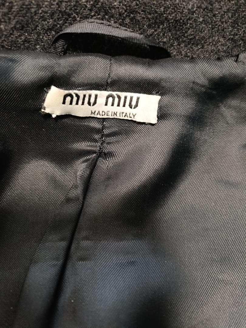 miu miu ダークグレー Pコート ピーコート