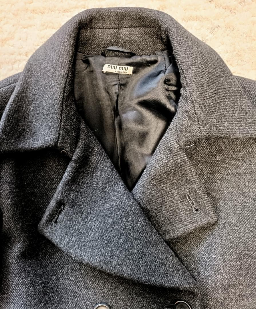 miu miu ダークグレー Pコート ピーコート