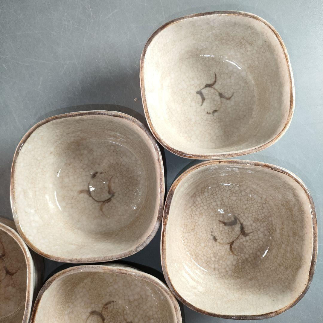 A1335-6/在銘/絵唐津向付5客/銘々皿/飾鉢/盛鉢/菓子鉢/懐石道具/