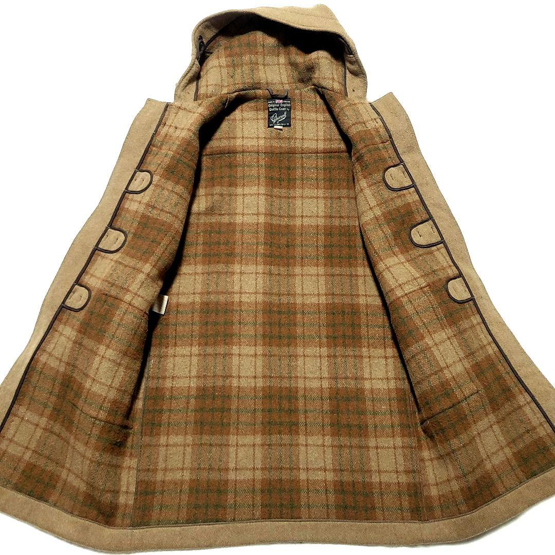 グローバーオール　ダッフルコート チェック 大きいサイズ イギリス製 キャメル