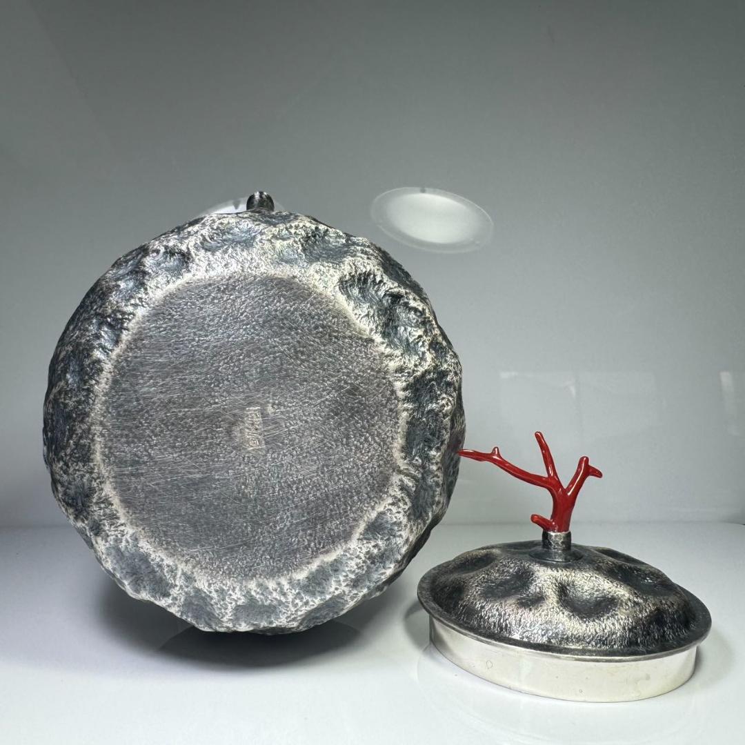 純銀製 一晃斎造 藏拙 貴石摘 藤手 湯沸 古美術品 銀瓶 純銀保証