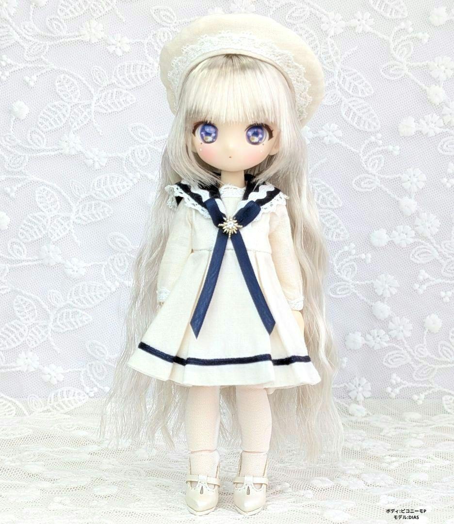 【ピコニーモP専用】レースセーラーワンピース ホワイト×ネイビー 897