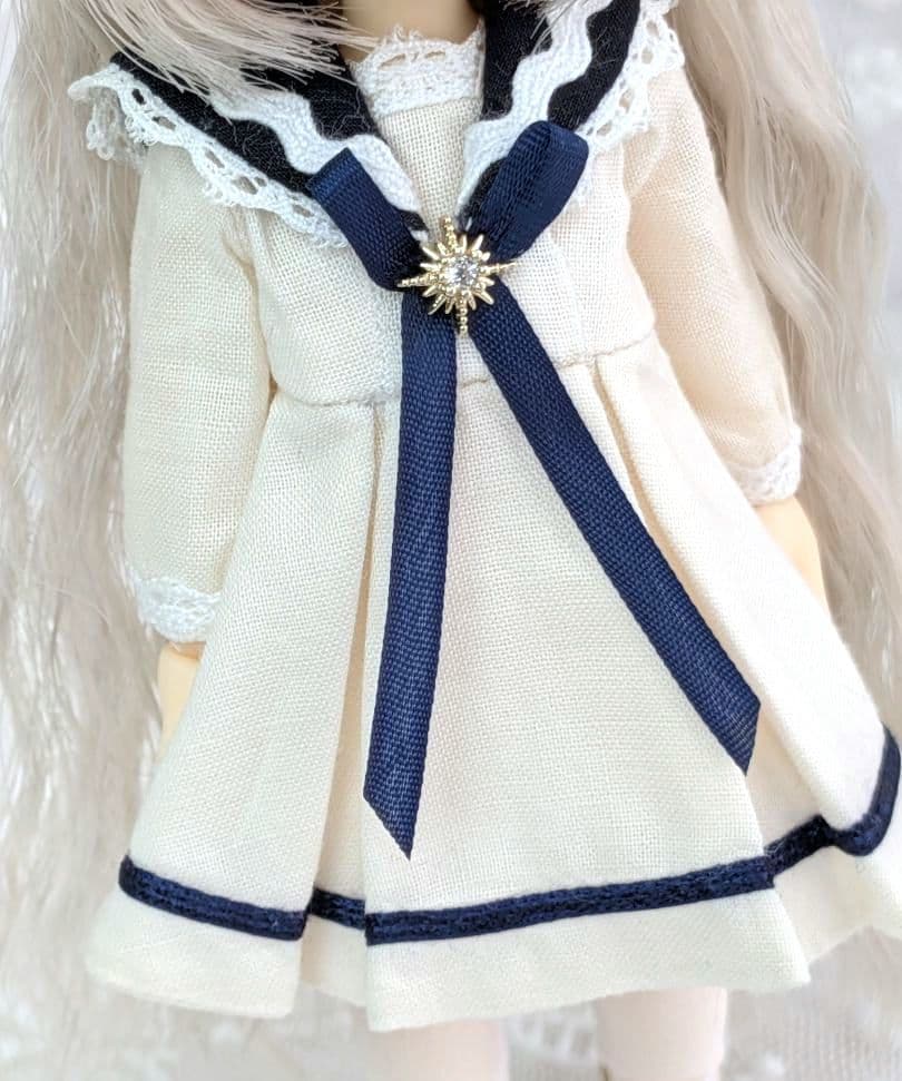 【ピコニーモP専用】レースセーラーワンピース ホワイト×ネイビー 897