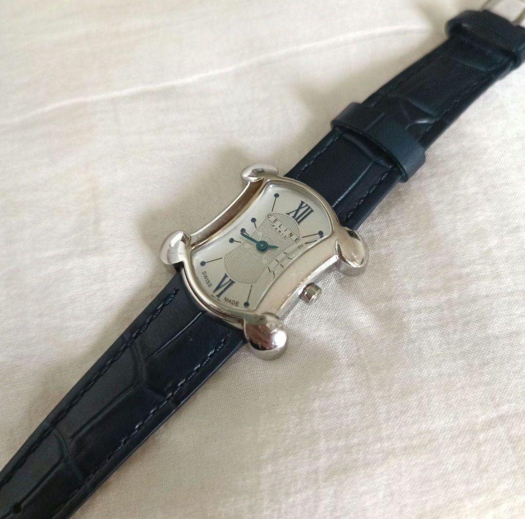 CELINE トリオンフ ネイビー レザー レディース