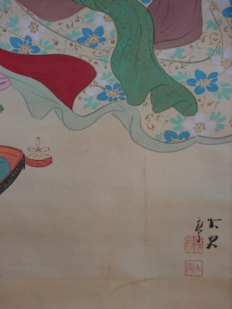 絵画　日本画　掛軸　美人図　浮世絵　インテリア　工芸品　美術品　A2856