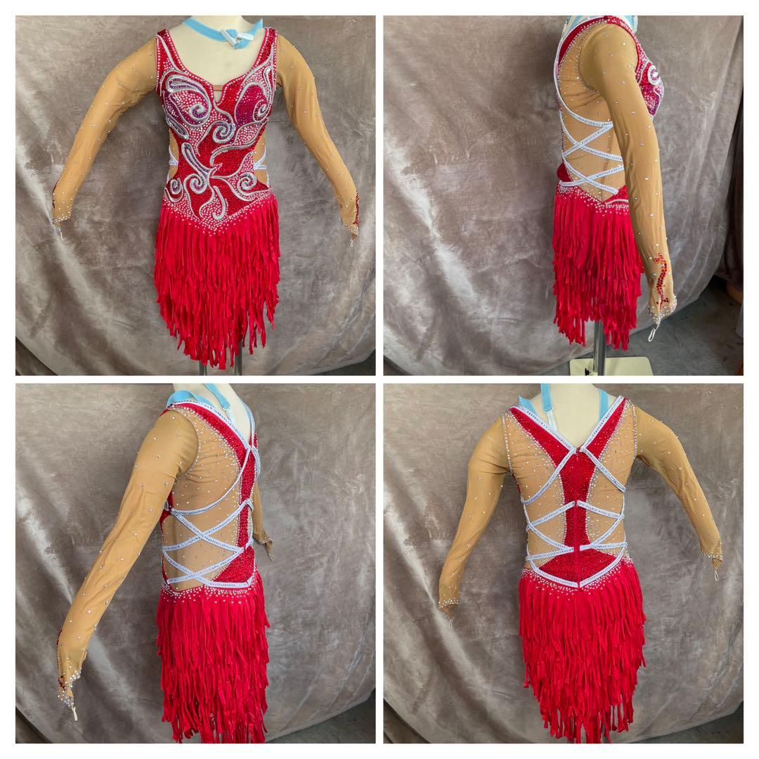 社交ダンス　ラテンダンス　ドレス衣装　赤　S1118
