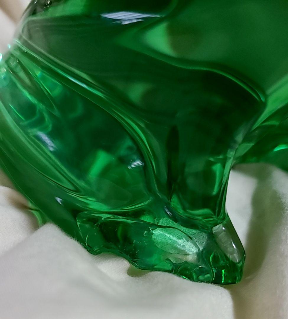 Baccarat バカラ　緑色ガラス カエル カタツムリ