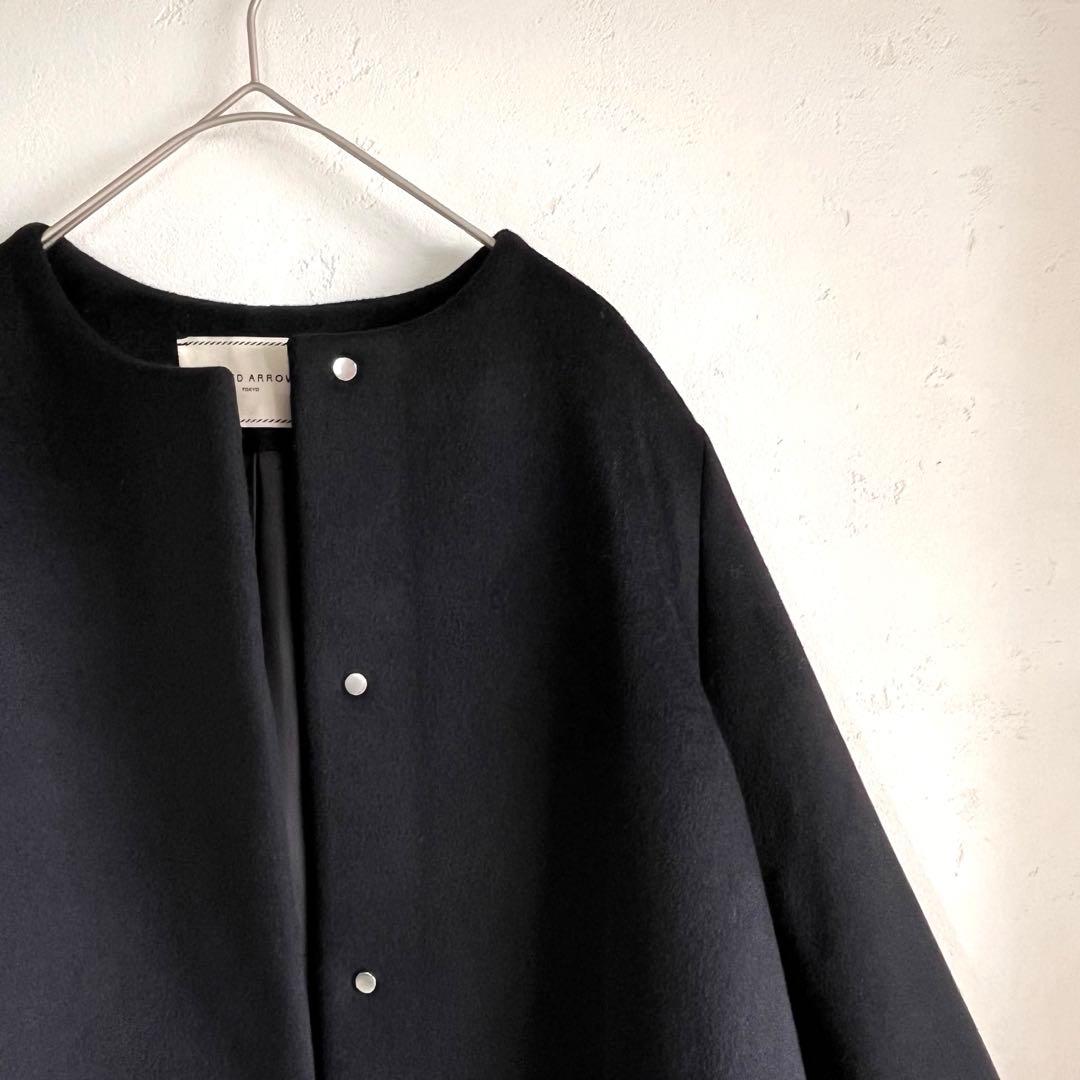 UNITED ARROWS 極美品　Aライン ノーカラー ミドル丈 コート