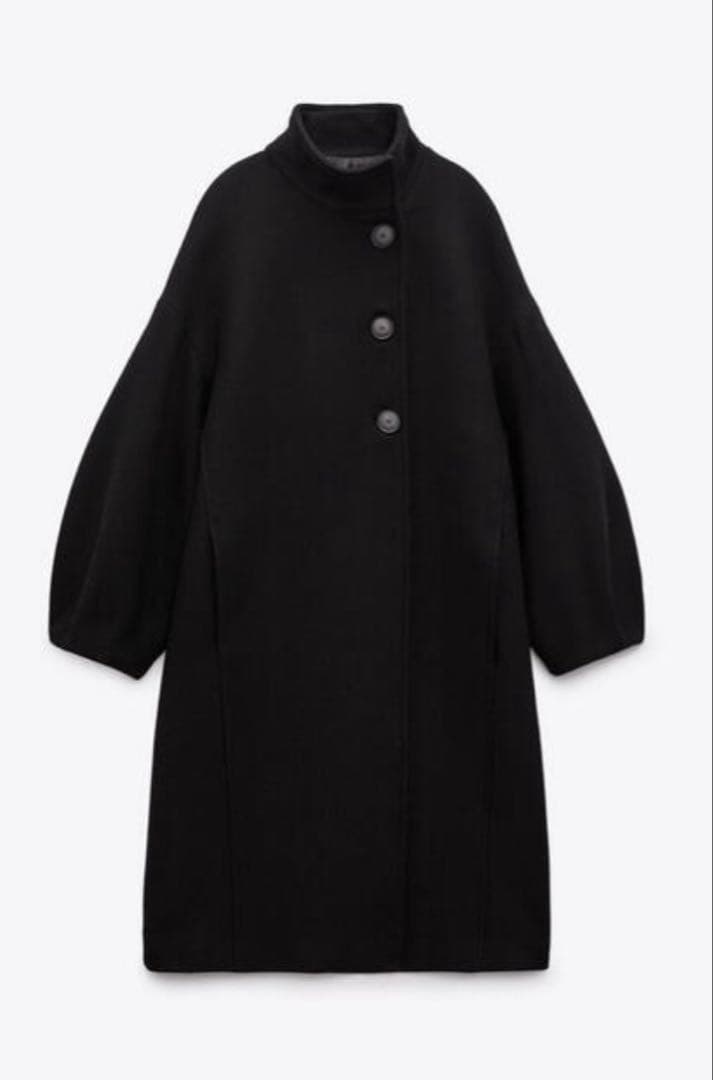 完売品　ZARA ウールブレンドハイネックコートロングコート　ウール　Sサイズ