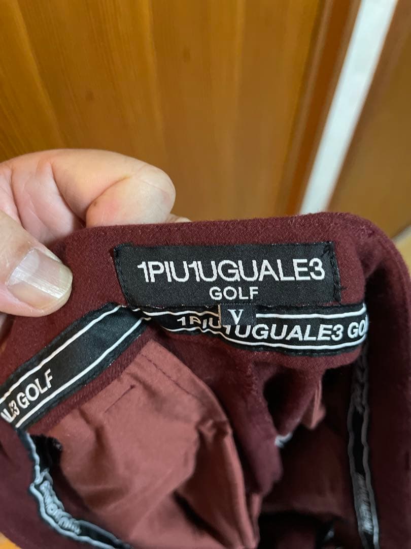 1PIU1UGUALE3バーガンディ 折り鶴刺繍 パンツ