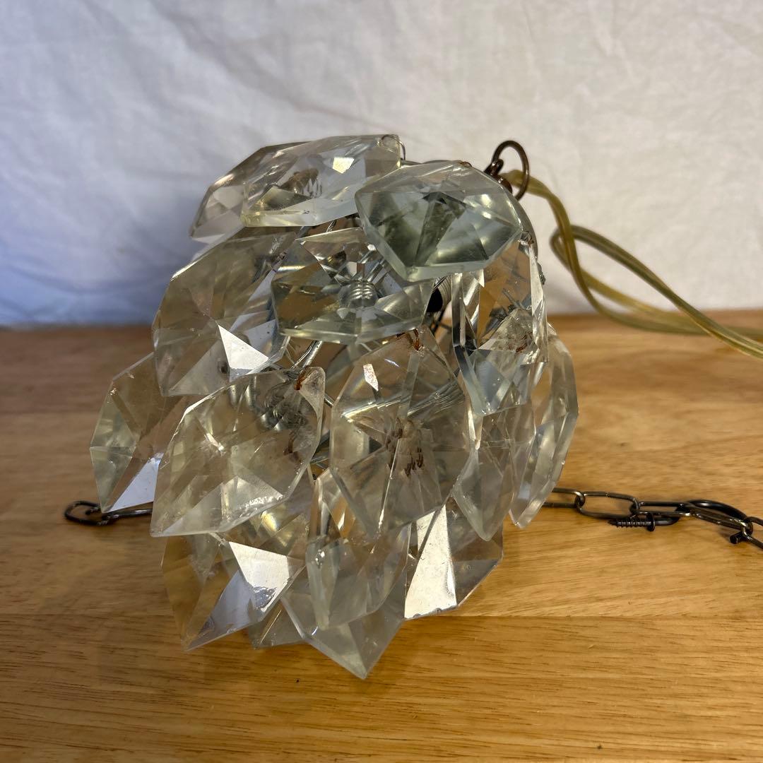 希少　ビィンテージ　ヒマラヤランプ　ガラスパーツ　照明　氷河　気泡　電球付