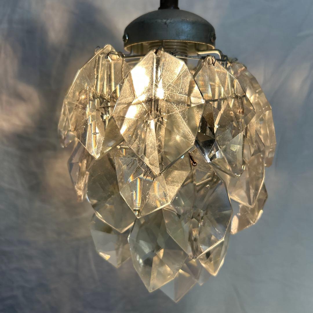 希少　ビィンテージ　ヒマラヤランプ　ガラスパーツ　照明　氷河　気泡　電球付