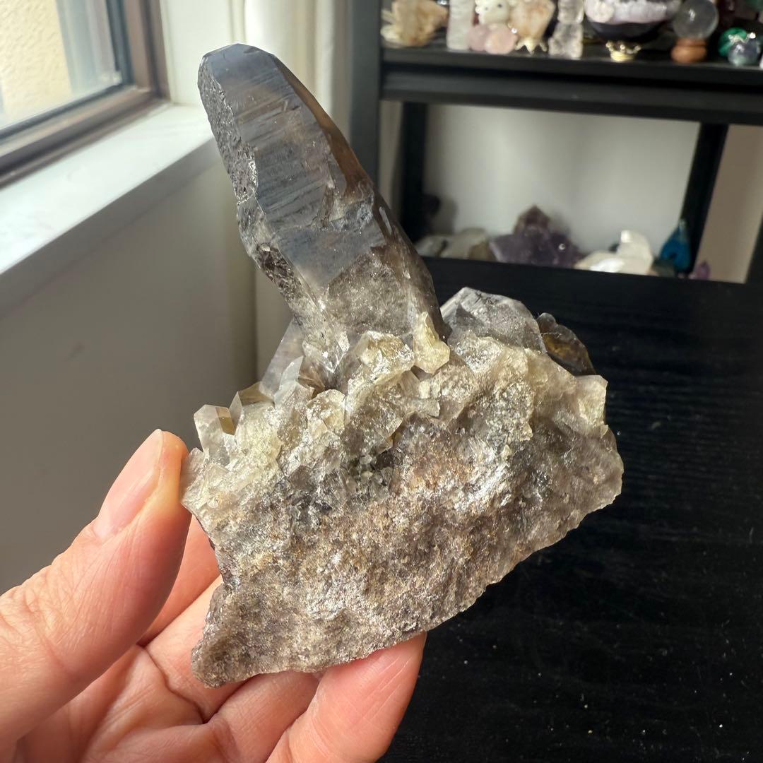 【N♡*.゜】天然石スモーキークォーツのクラスター　置物NO.013106