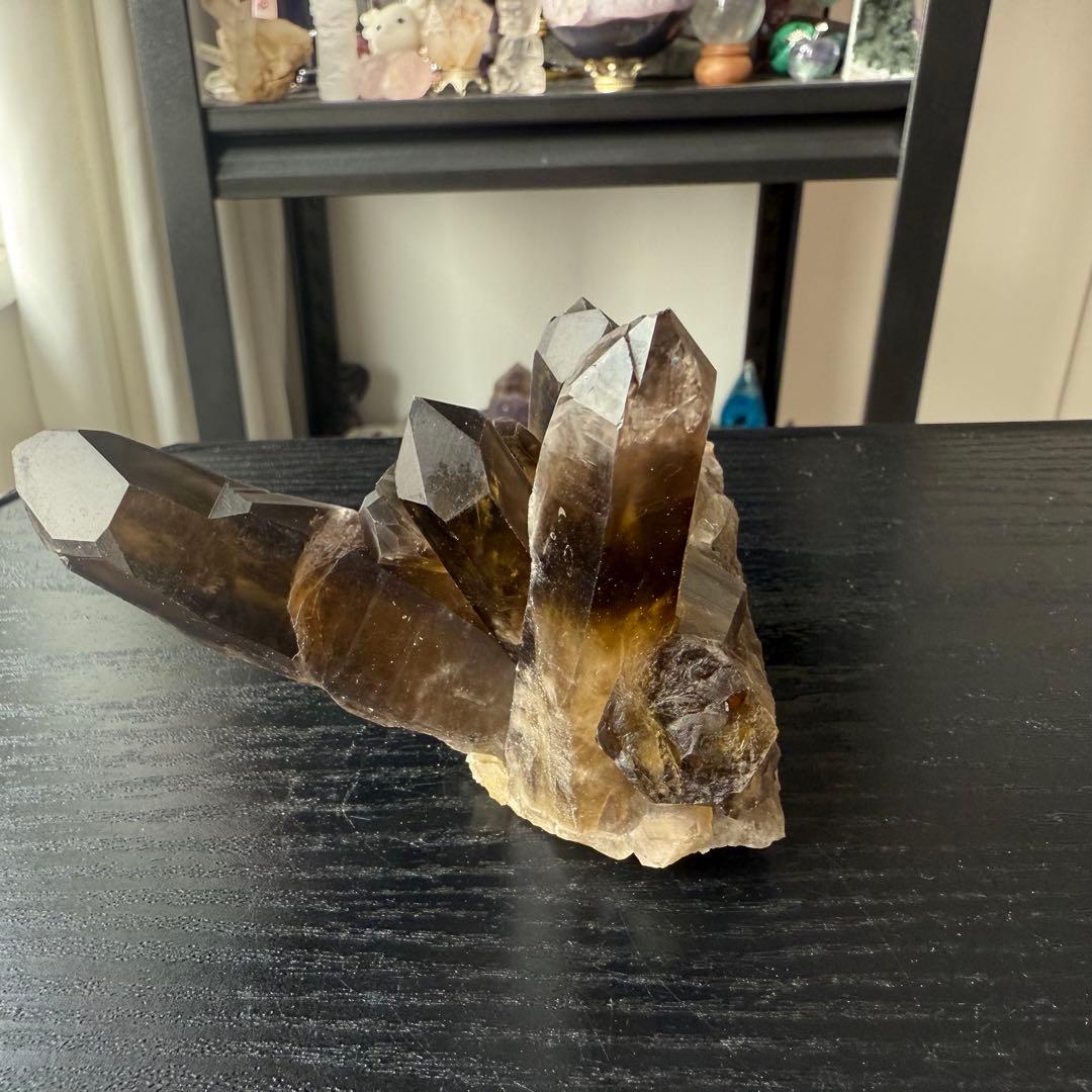【N♡*.゜】天然石スモーキークォーツのクラスター　置物NO.013106