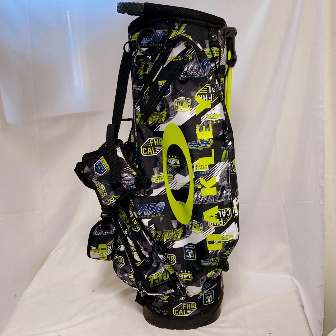 美品　オークリー　スタンド付キャディバッグ　ブラック　イエローグリーン　9.5型