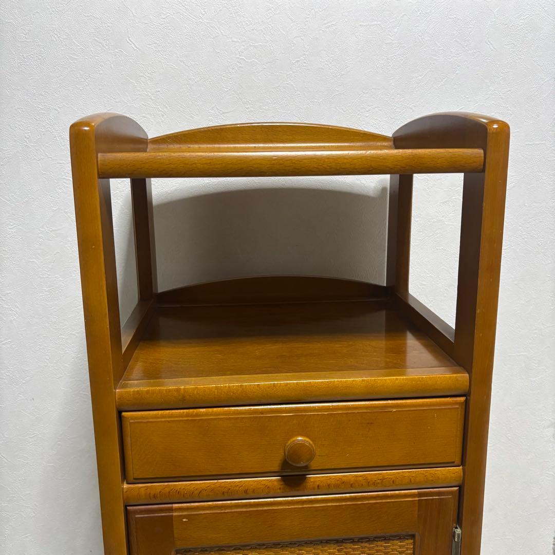 希少　karimoku カリモク オールドカリモク ラタン 籐 ミニキャビネット