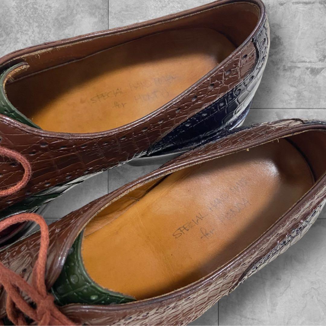 値下げ依頼品 オーダーメイド リアルクロコダイルレザー ビブラム ドレスシューズ