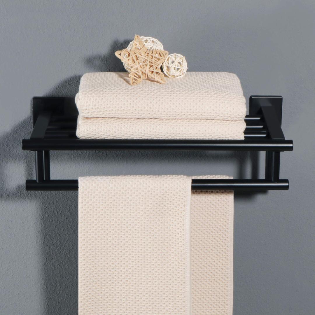2層 マットブラック 耐腐食ダブルタオルラック ステンレス