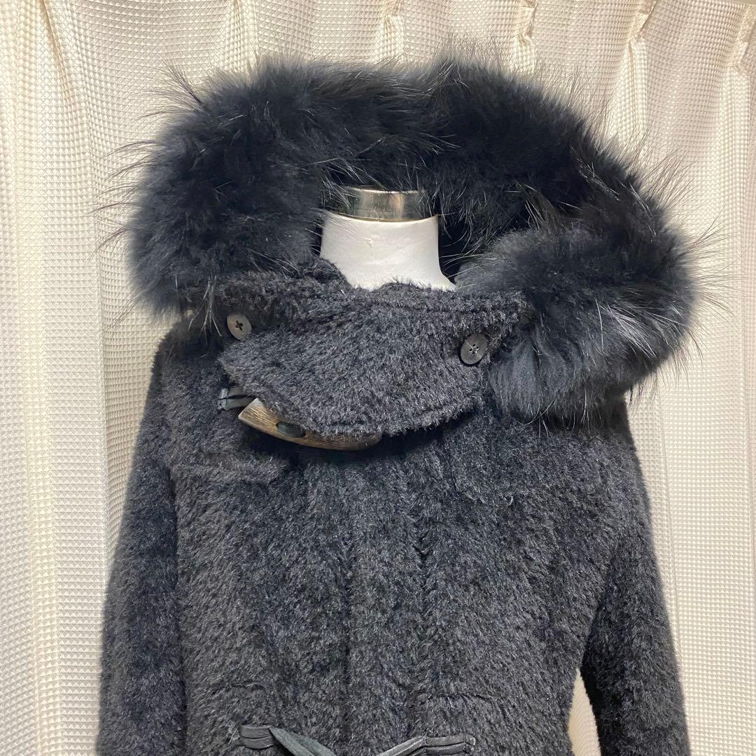 ルグランブルー ファー ダッフル コート 黒 メンズ１