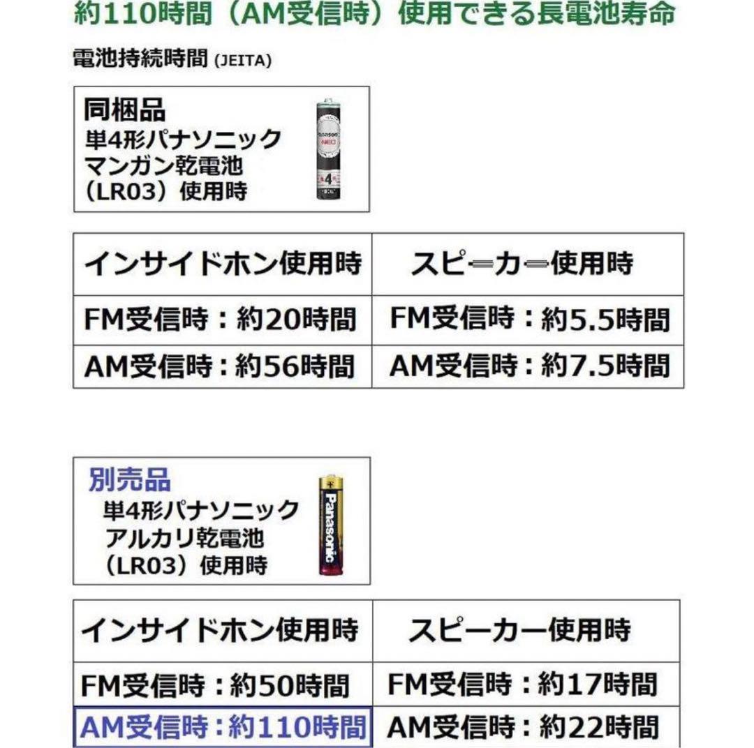 パナソニック ラジオ FM/AM 巻き取り式イヤホン RF-ND180RA-S