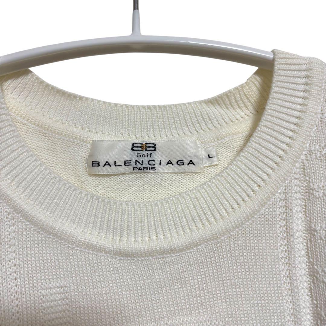 BALENCIAGA バレンシアガ　セーター　BBロゴ　ホワイト　アーガイル柄