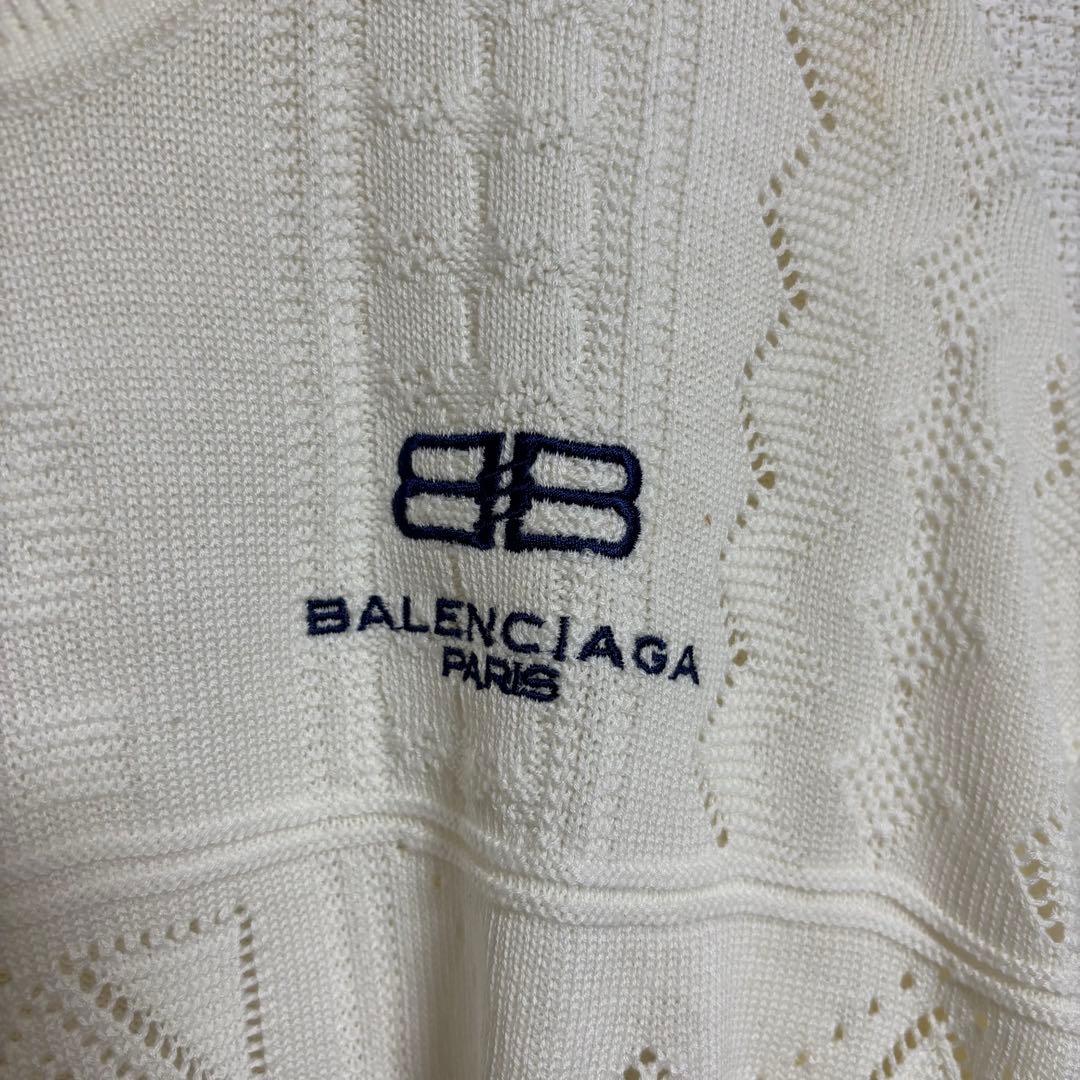 BALENCIAGA バレンシアガ　セーター　BBロゴ　ホワイト　アーガイル柄