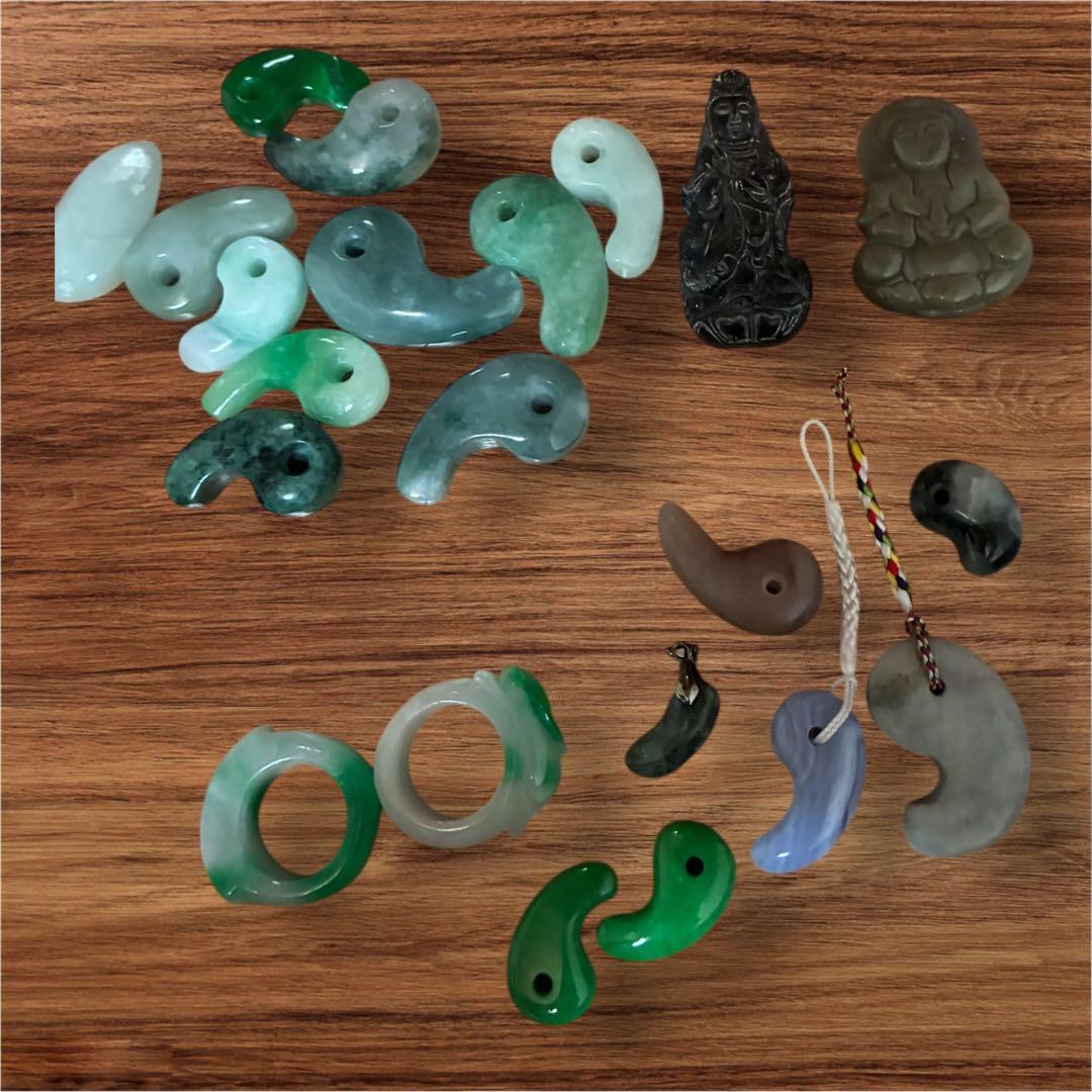 翡翠、勾玉、和田白玉セット