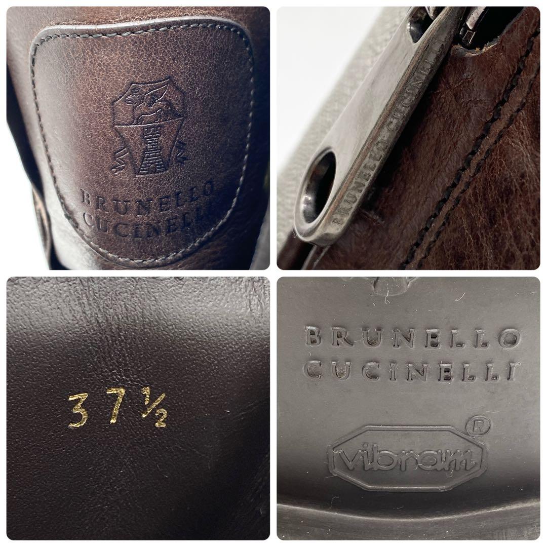 A18342 美品 ブルネロクチネリ モニーレ装飾バックルミドルブーツ 37.5