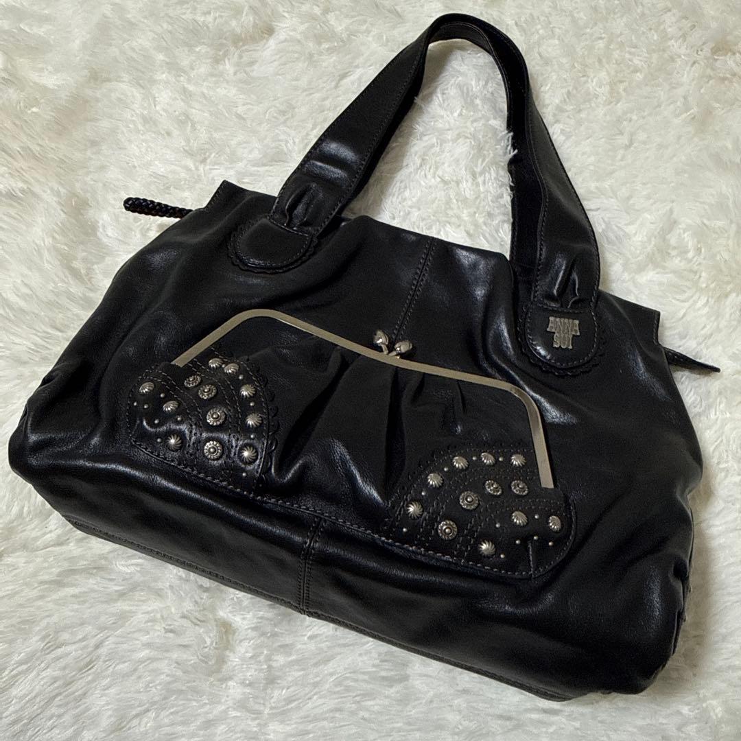【ANNA SUI 】がま口 バッグ ブラック スタッズ☆美品☆