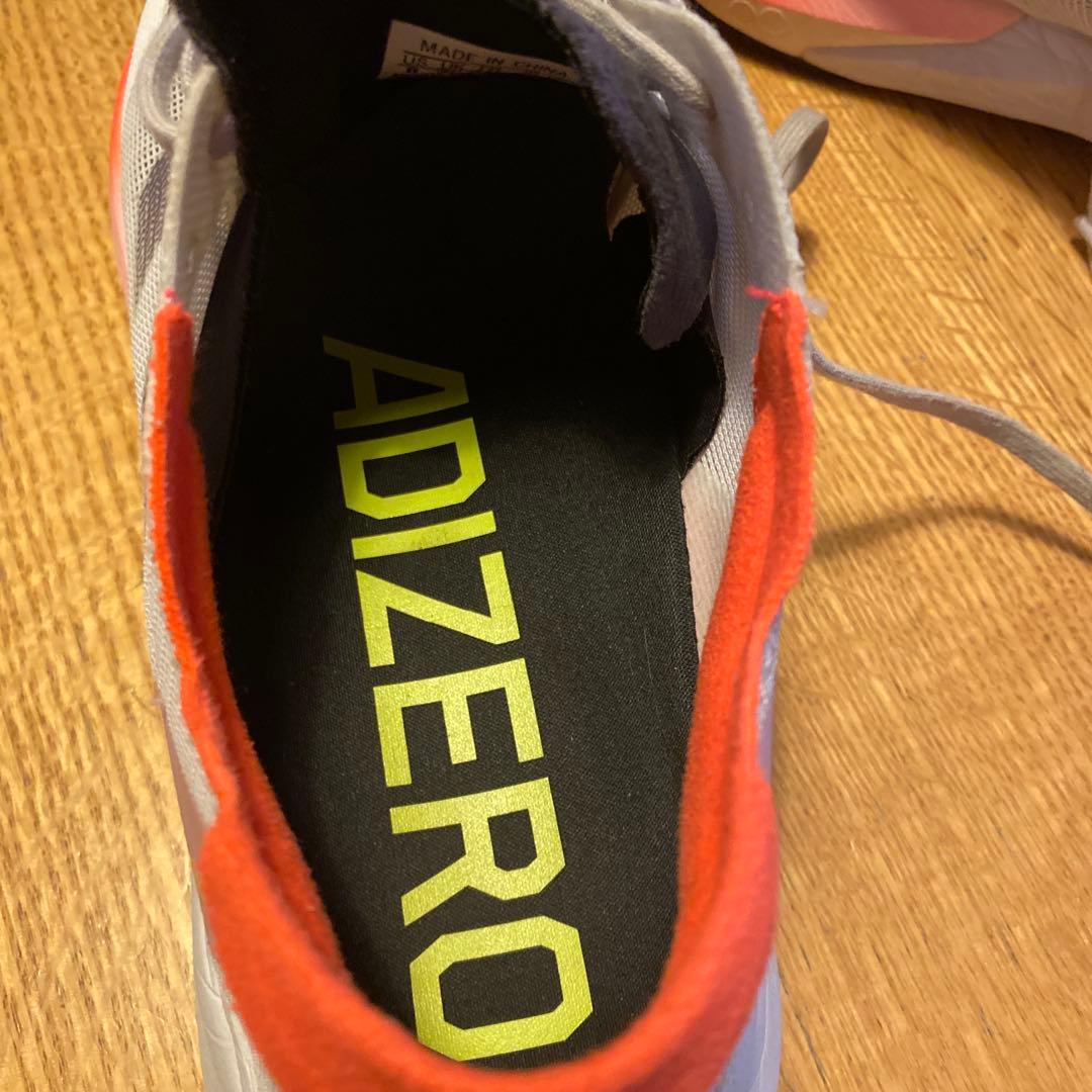 ADIDAS ADIZERO スパイクシューズ ホワイト/オレンジ