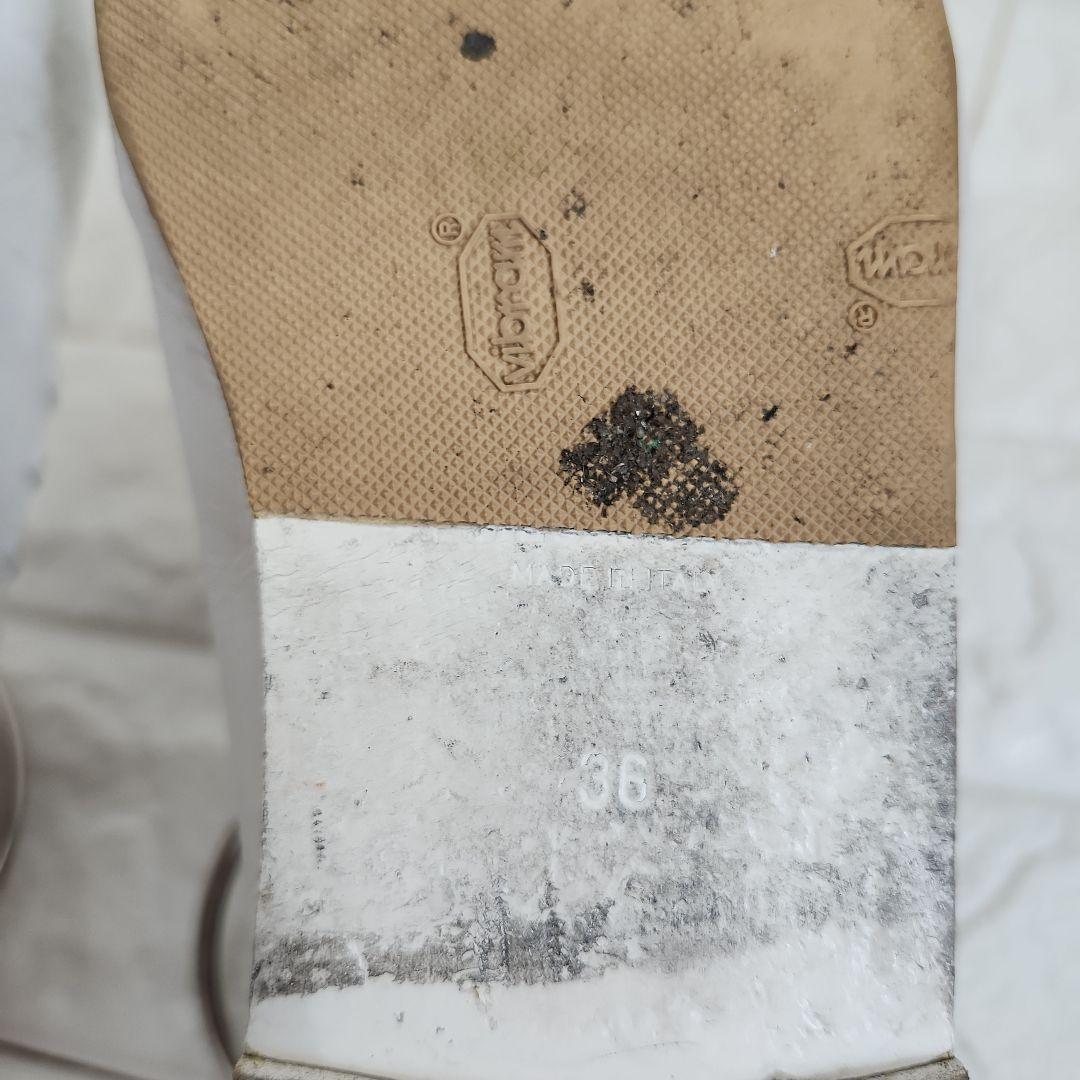 ジル・サンダー　ホワイト レザー フラットシューズ 編み込み　箱袋付