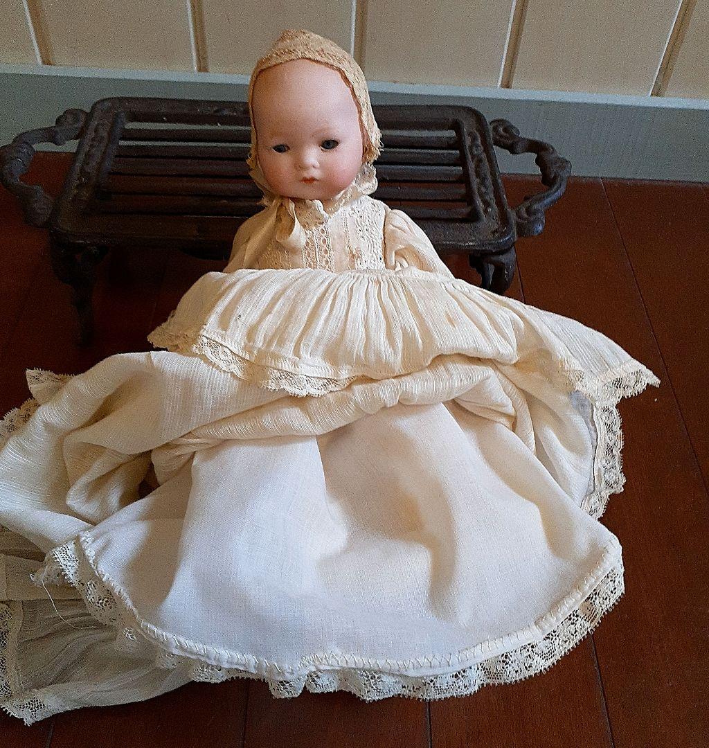 ⭐可愛いです！！目を閉じる！アンティークビスクドール　クッション付き　18