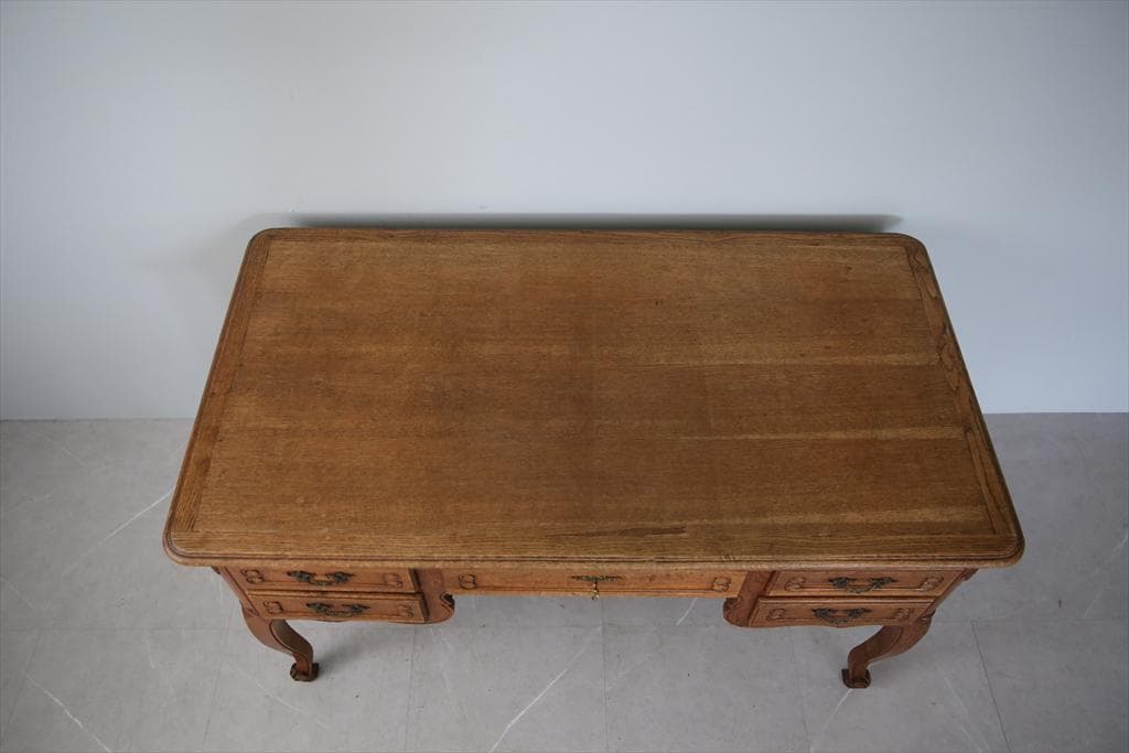 フランスアンティーク猫脚の両袖デスク/勉強机/木製テーブル/作業台(90-147