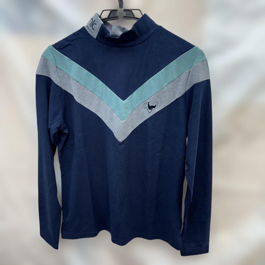 clunic V字切替長袖シャツ ネイビー