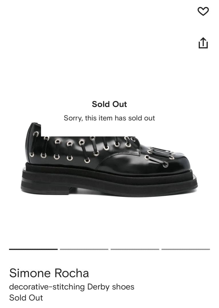 靴 Simone Rocha Heart Toe Derby Black 42