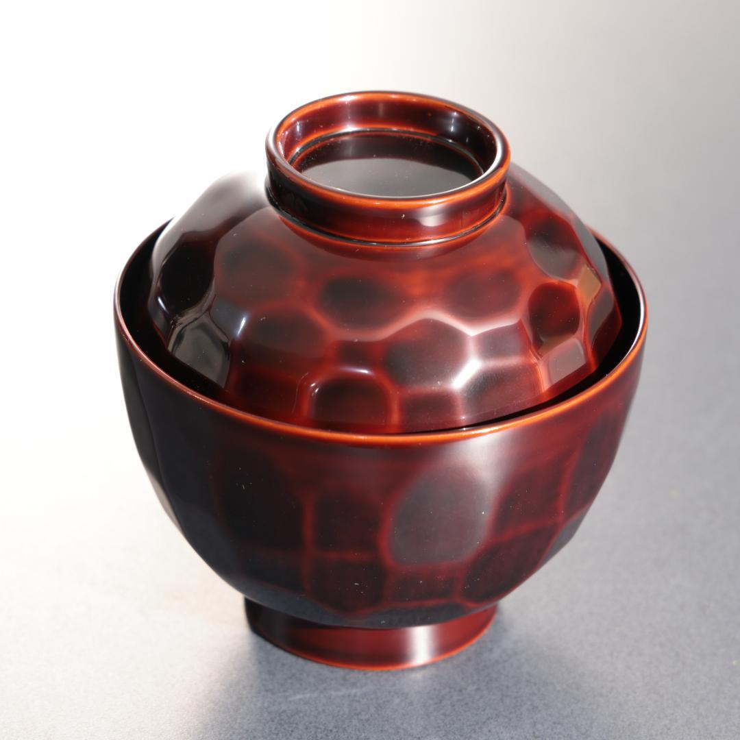 輪島塗　吸物椀５客　渦文　共箱　漆塗蓋つき椀　大向高洲堂　R1589