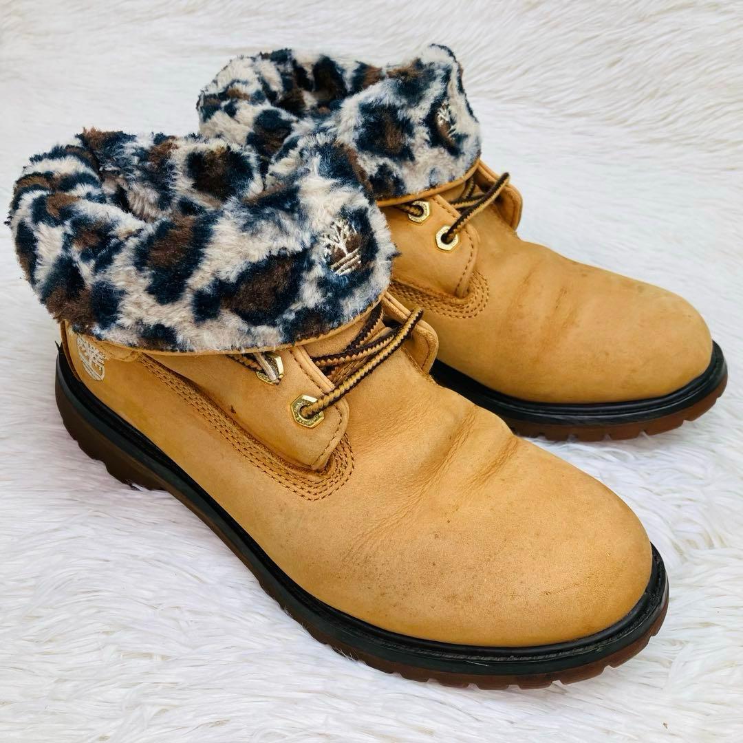 【限定モデル】ティンバーランド7.5WROLL TOP BOOTSレオパ－ド柄
