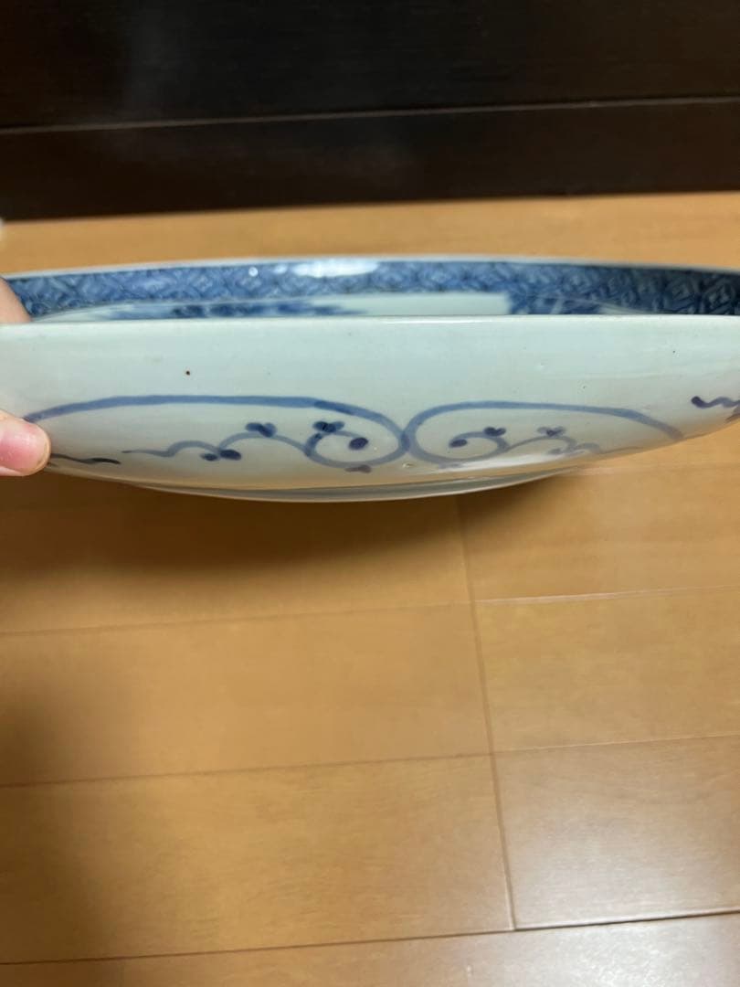 レア巨体大皿 骨董 青白磁のドラゴンとタイガー 龍と虎 大明成化年製