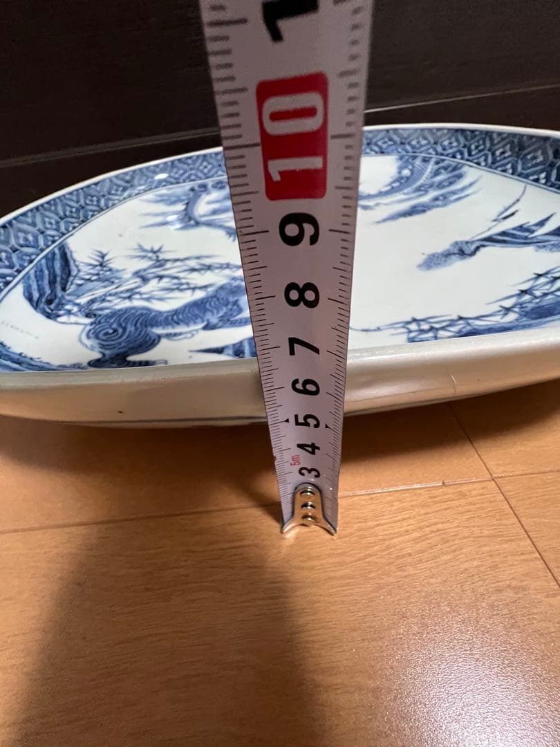 レア巨体大皿 骨董 青白磁のドラゴンとタイガー 龍と虎 大明成化年製