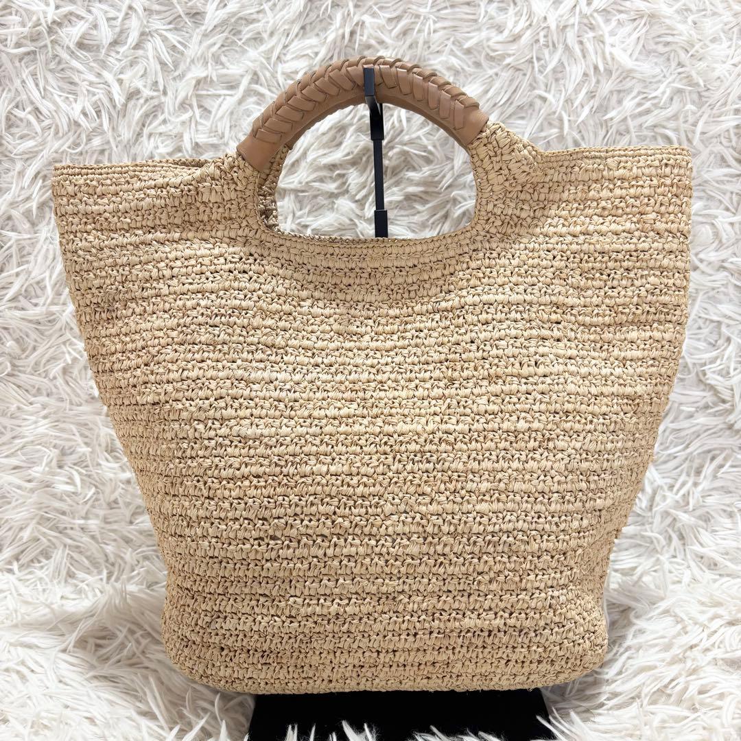 ヘレンカミンスキー かご トートバッグ ラフィア100% 裏地あり 持ち手レザー