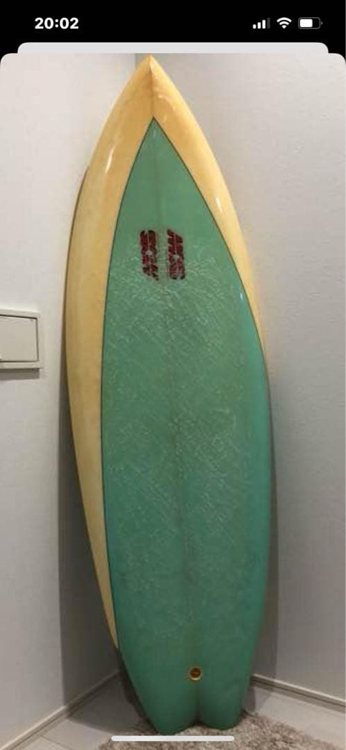 MOSS サーフボード 薄緑/クリア色 ツインフィンとても可愛い板です