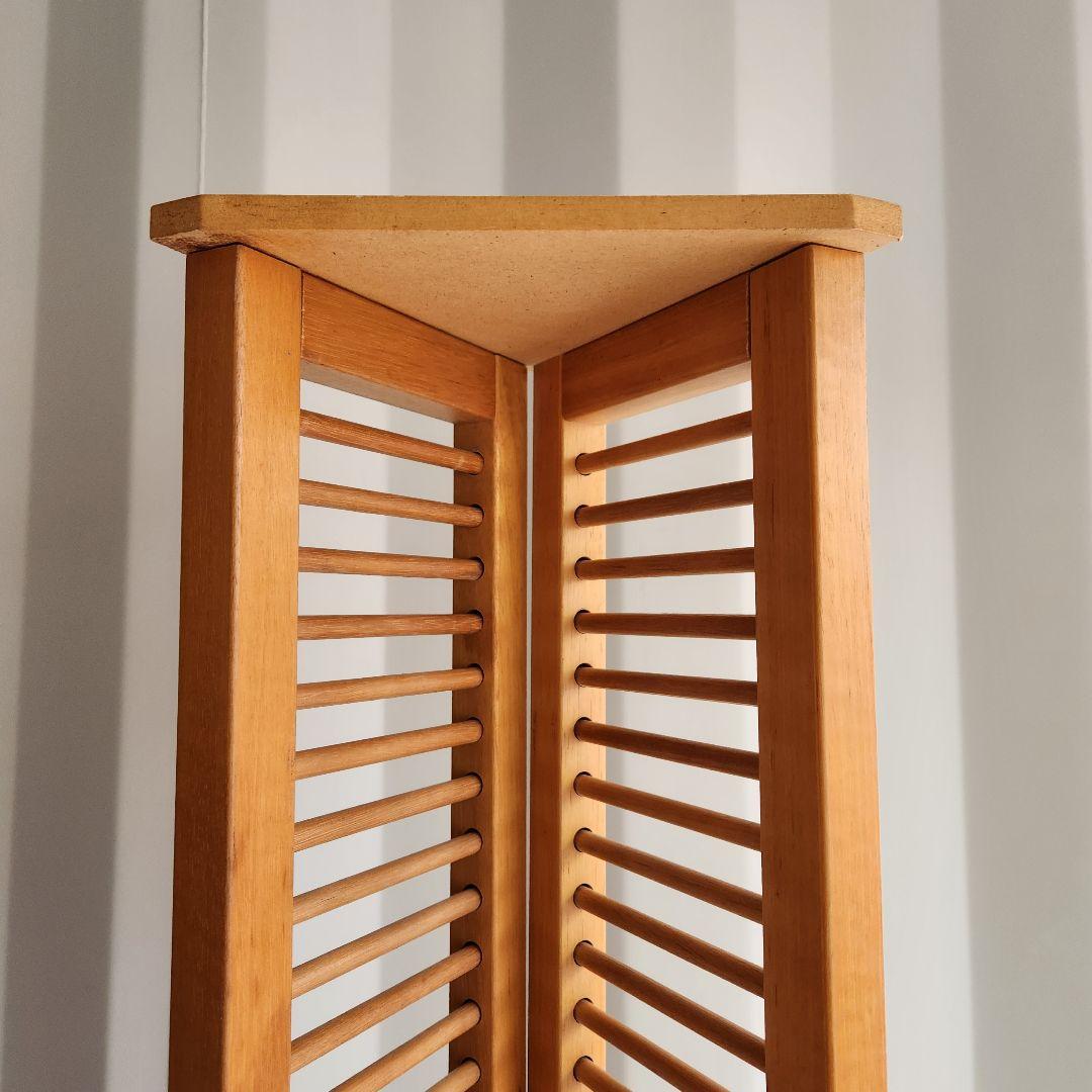 希少 ヴィンテージ 木製　CDラック CDタワー 128.5cm 天然木